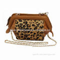 Brown Ladies' Handbag, Leopard Print Cross-body, Gold Metal Strap, Different Colors Available